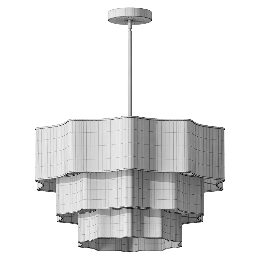 Woven Ivory String 3 Tier Round Lantern Chandelier - Image 2