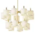Ellis Two Tier Chandelier Antique Brass Linen Shades - Thumbnail 1