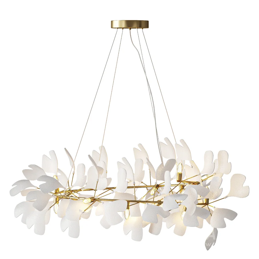 Natha Ceramic Ginkgo Round Chandelier - Image 2