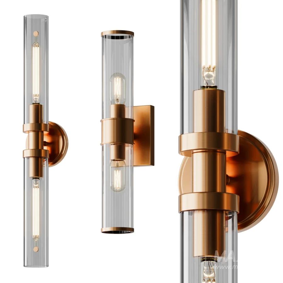 Simple Glass Cylinder Sconce And Daphne Vanity Light - Image 1