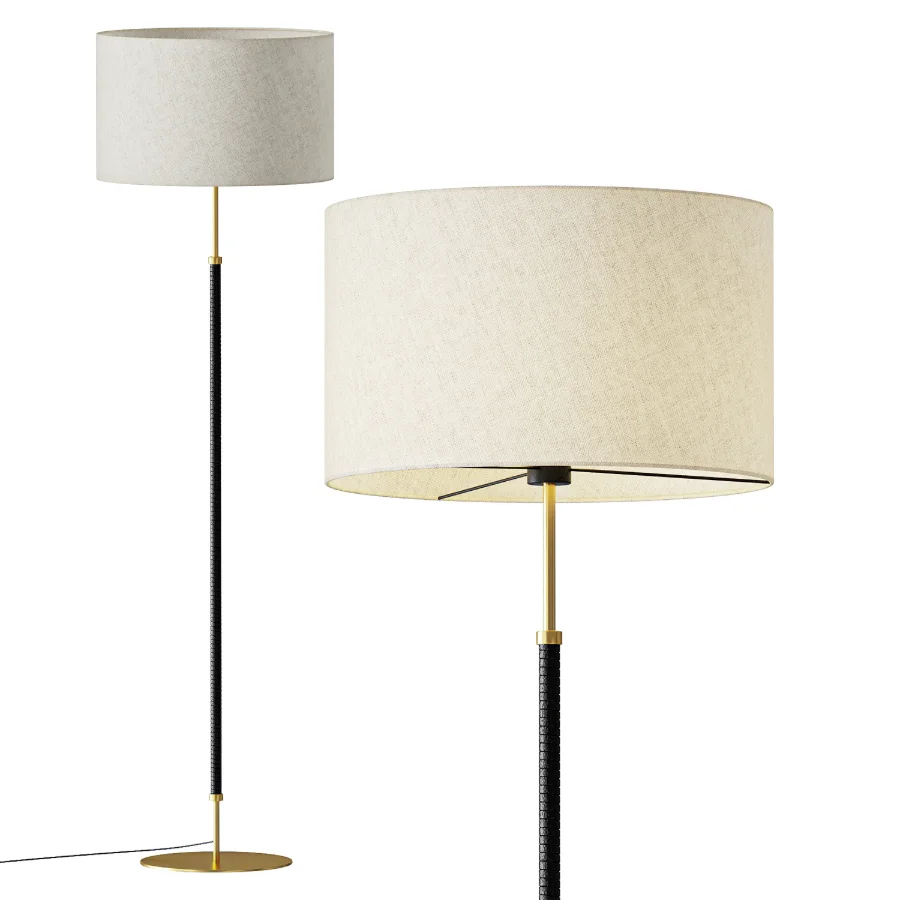AMPM Jihana Brass Metal Linen Floor Lamp - Image 1