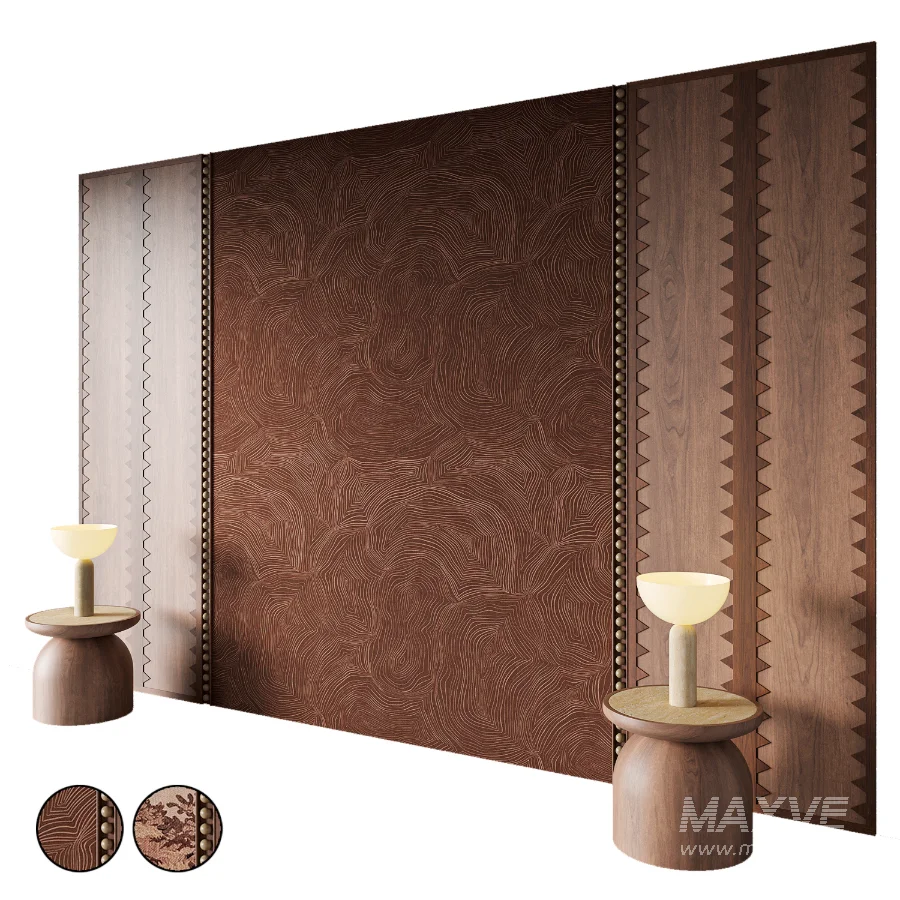 Timeless Wood Headboard with Artistic Panels - Image 1