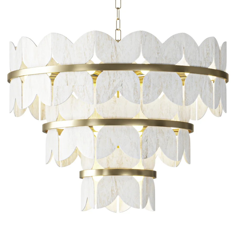 Alabaster Petal Tier Chandelier - Image 3