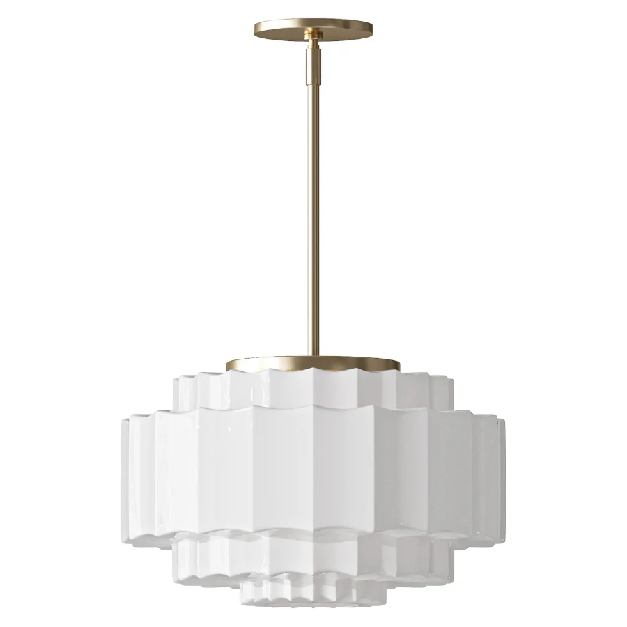 Antique Brass Tiered Opal White Glass Pendant Light - Image 2