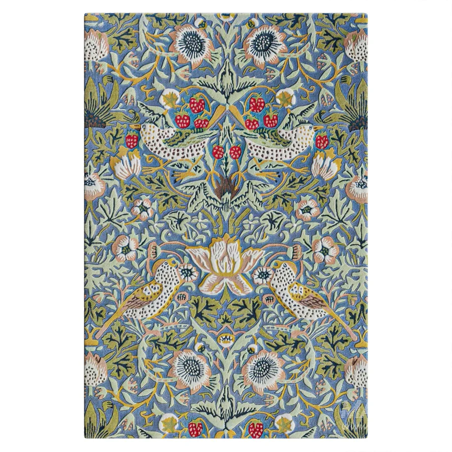 Hand Tufted Wool Floral Area Rug in Blue - Image 2