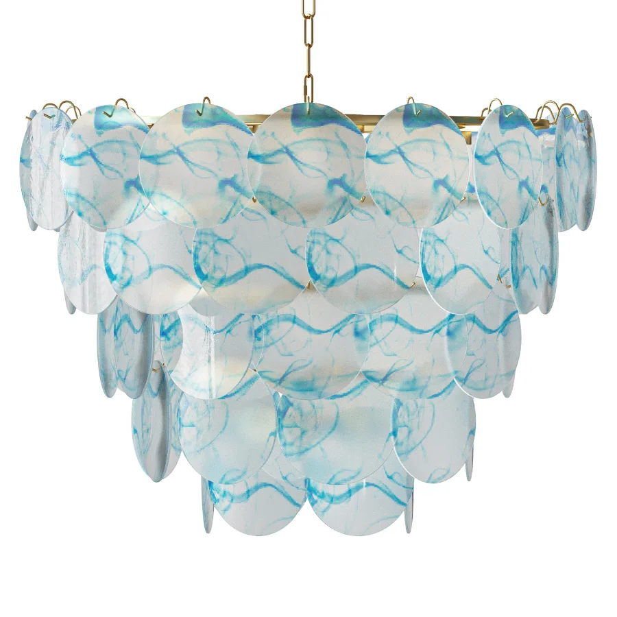 Blue Murano Disc Chandelier - Image 2