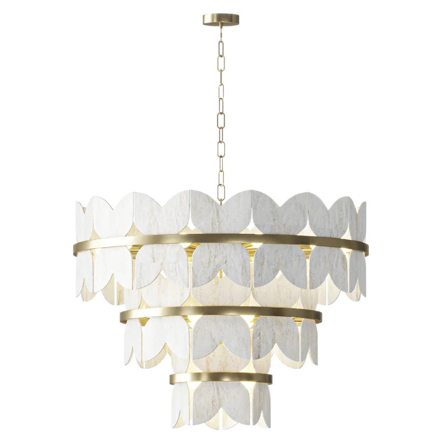 Alabaster Petal Tier Chandelier - Image 2