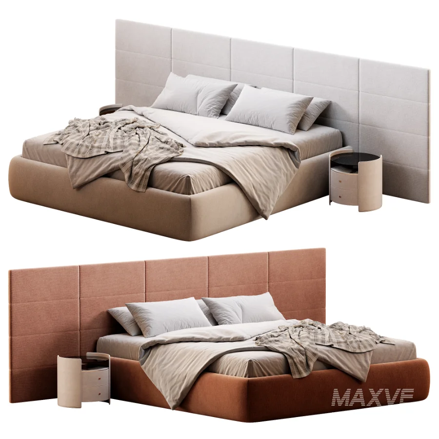 Rectangle bed with wide headboard - Image 3