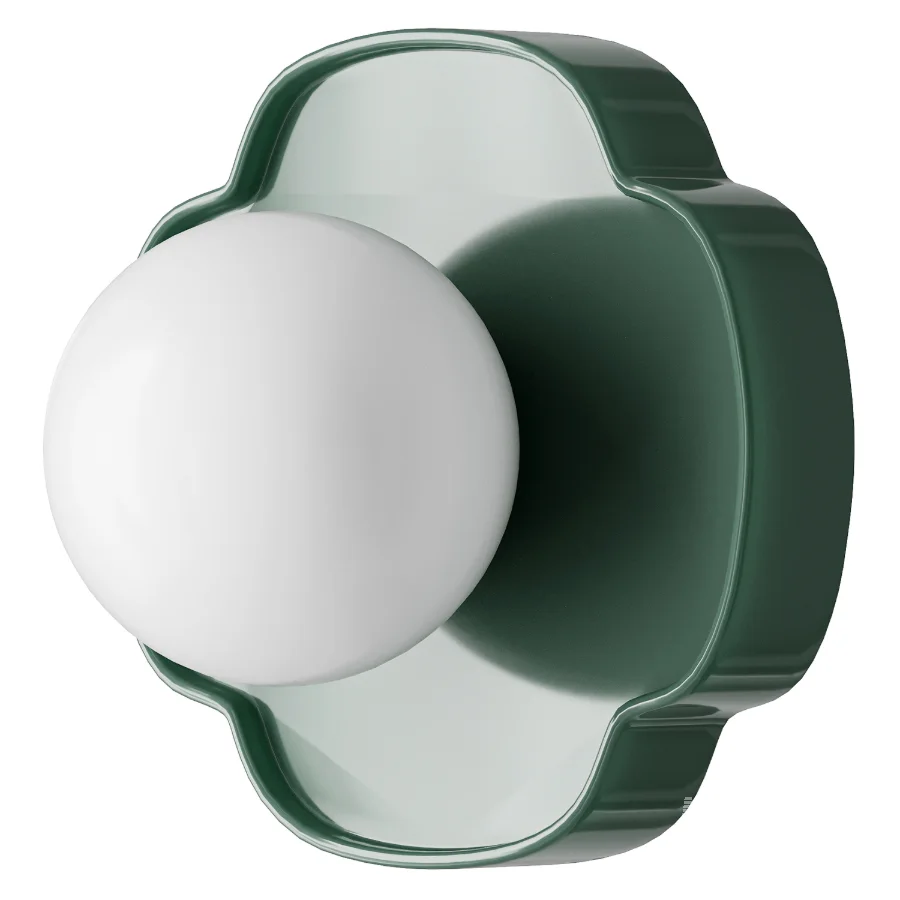 Flower Shape Round Glass Wall Lamp White Ceramic Opal NineLighting - Image 2