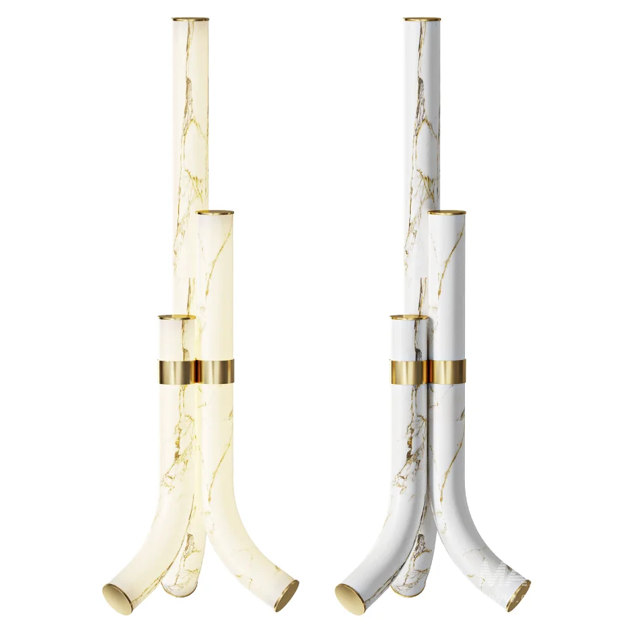 Modern Alabaster Piped Floor Lamp - Image 1