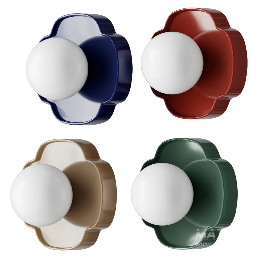 Flower Shape Round Glass Wall Lamp White Ceramic Opal NineLighting - Image 1