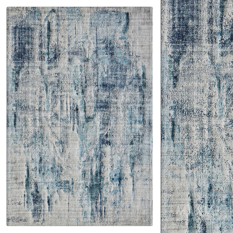 Abstract Area Rug in Blue - Image 1