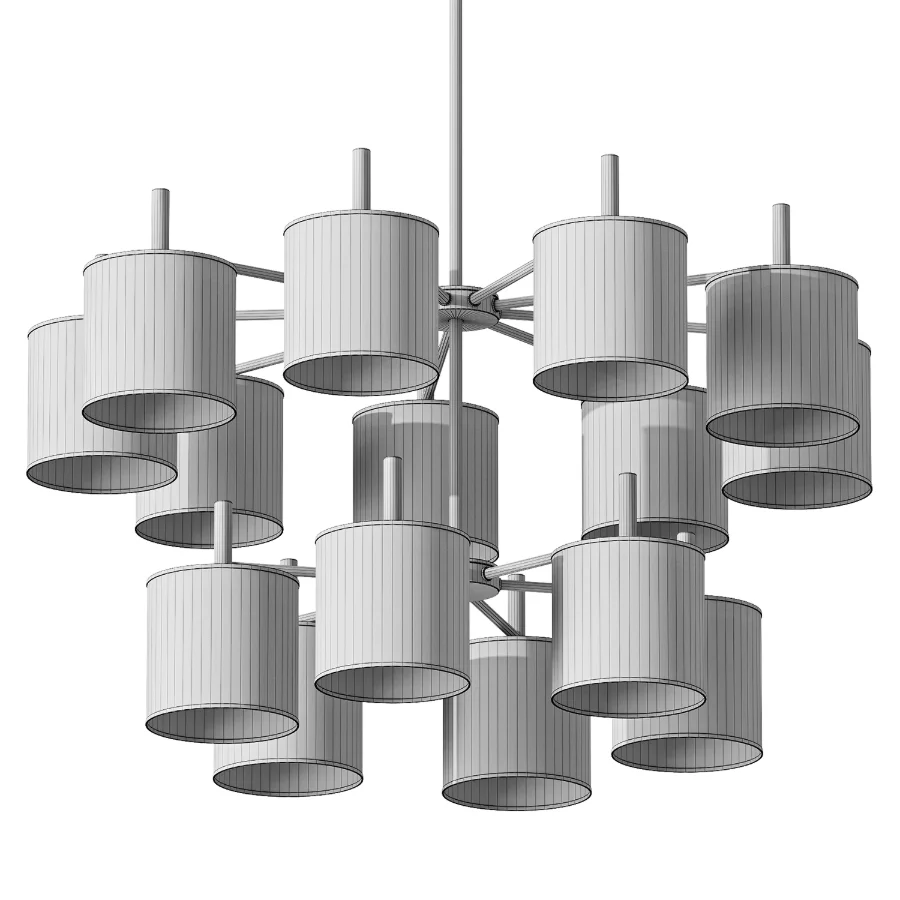 Ellis Two Tier Chandelier Antique Brass Linen Shades - Image 3