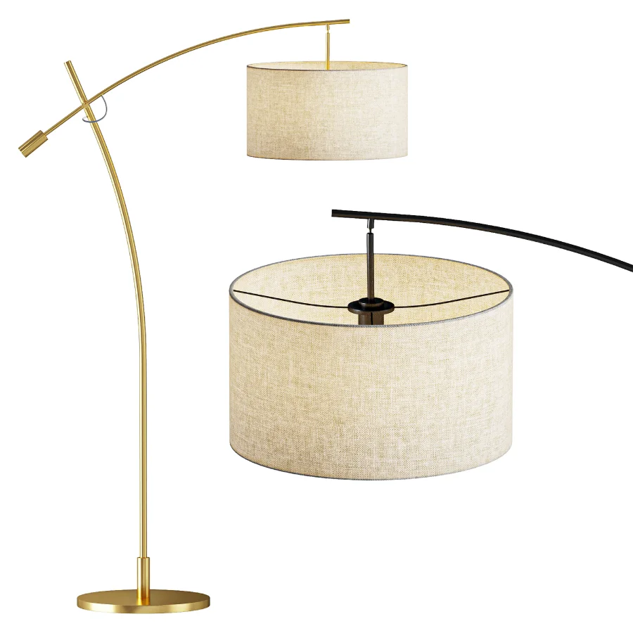 Possini Euro Raymond Warm Gold Adjustable Boom Arc Floor Lamp - Image 1