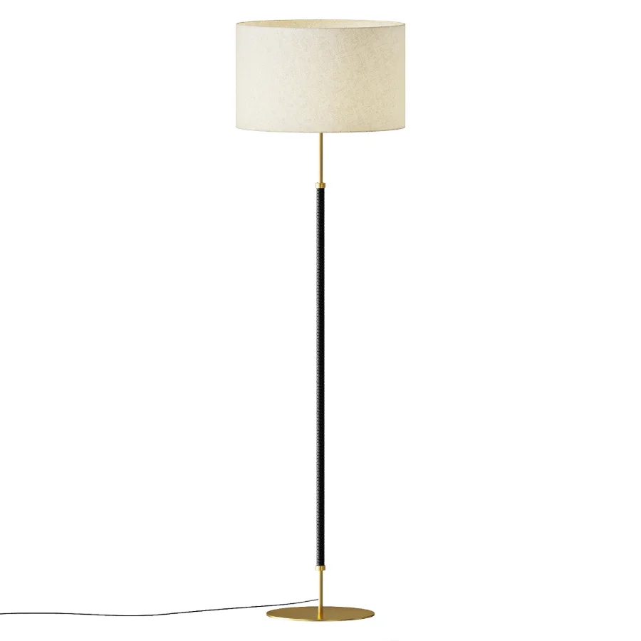 AMPM Jihana Brass Metal Linen Floor Lamp - Image 2