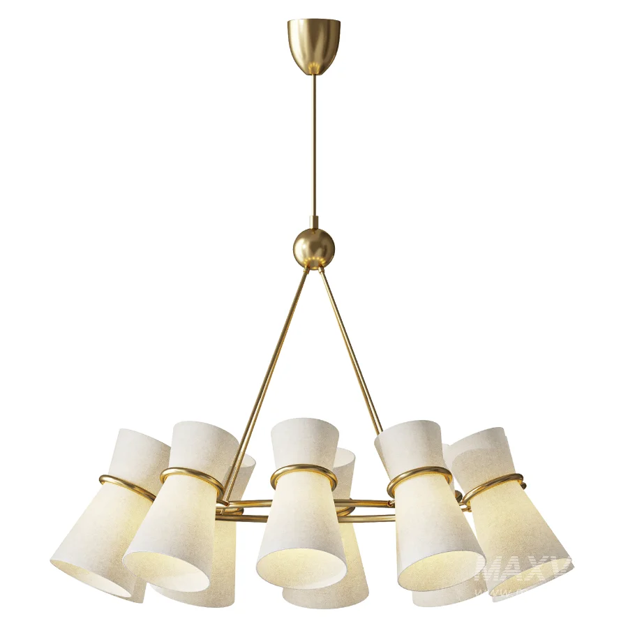 Clarkson White Glass Brass 10 Light Chandelier - Image 1