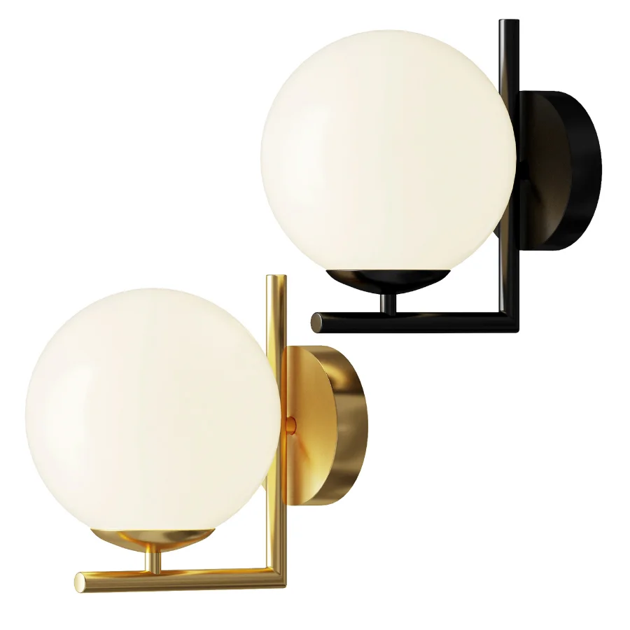 Indoor Ball LED Wall Light Gold Glass - Image 1