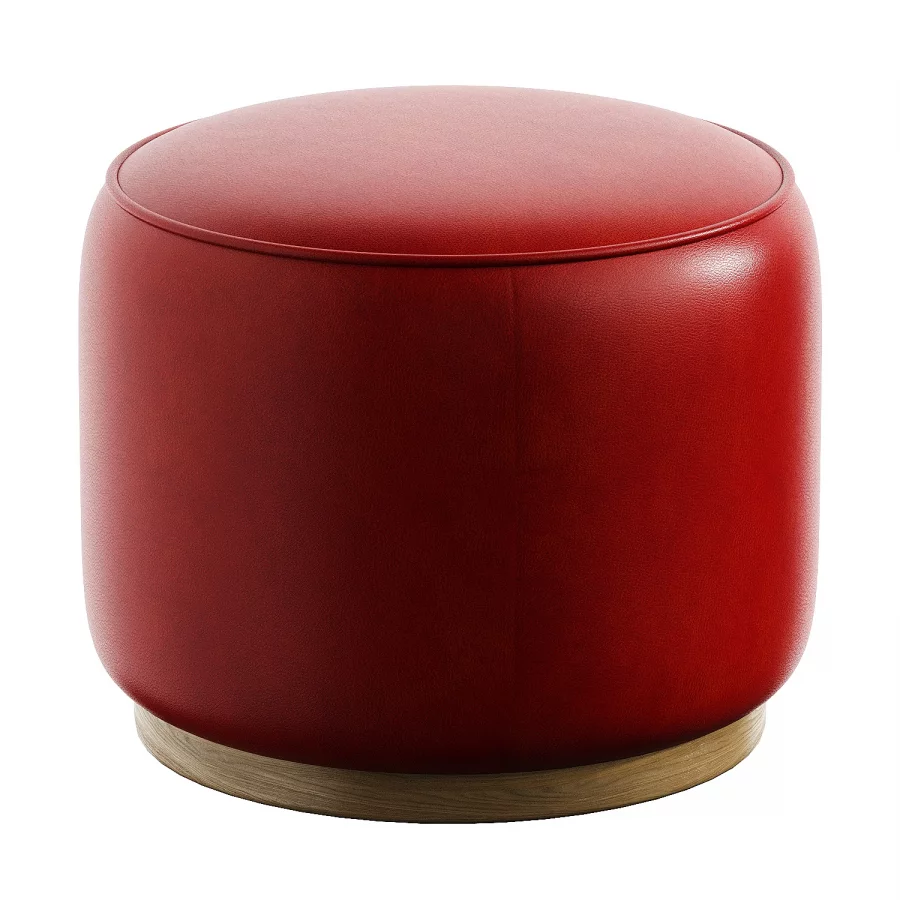 sinclair round leather ottoman - Image 3