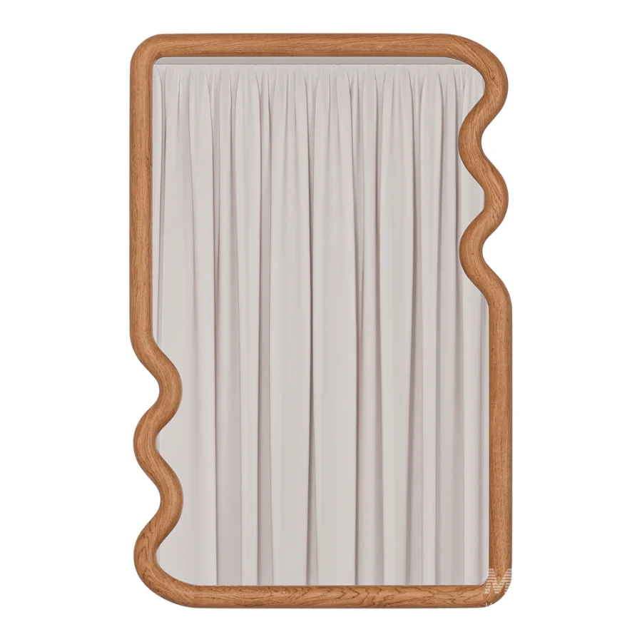 Scallop Edge Wood Rectangular Wall Mirror 03 - Image 2
