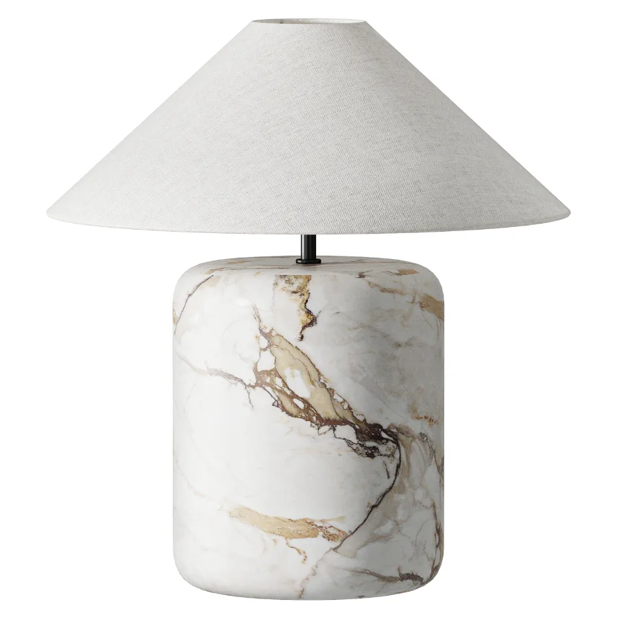 Block Golden Calacatta Marble Table Lamp - Image 2