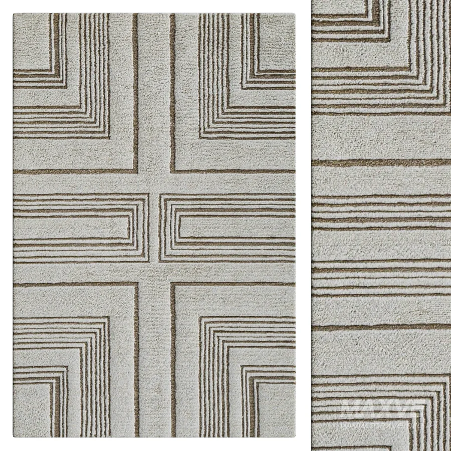 Geometric Hand Tufted Wool Area Rug - Image 1