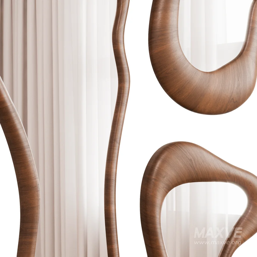 Irregular Organic Wooden Wall Mirror Set - Image 3