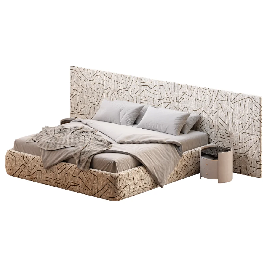 Rectangle bed with wide headboard - Image 5