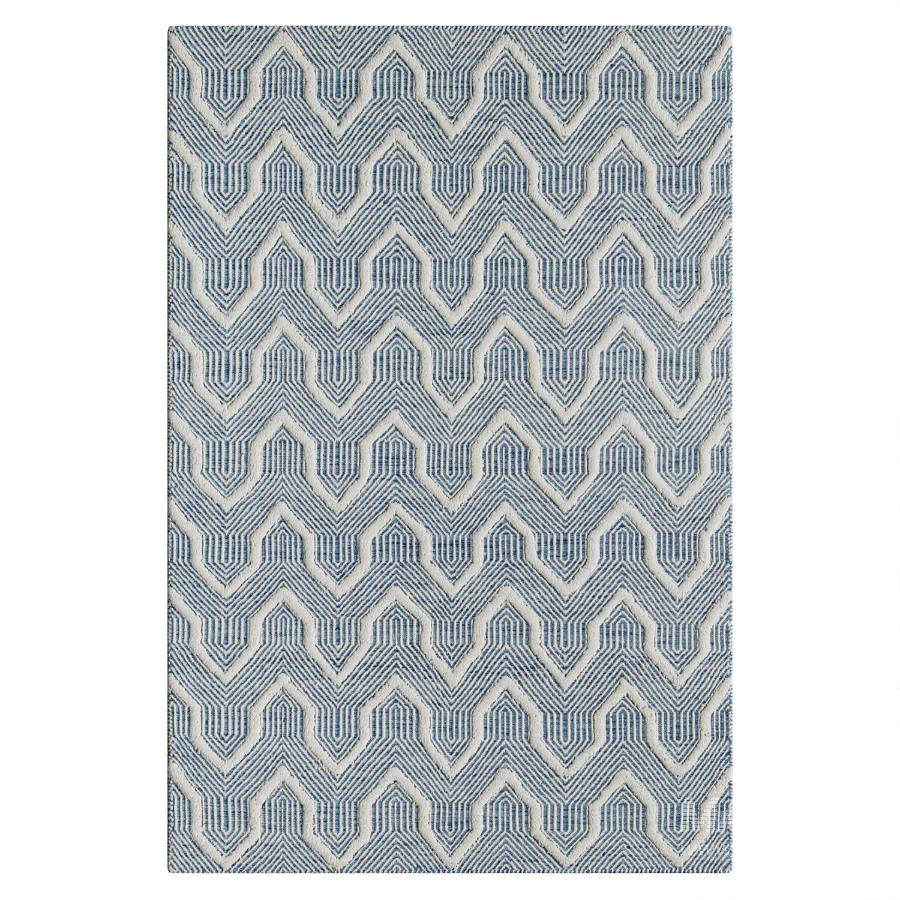 Langdon Geometric Handmade Flatweave Wool Blue - Image 2