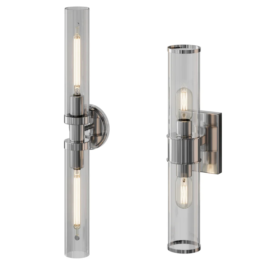 Simple Glass Cylinder Sconce And Daphne Vanity Light - Image 3
