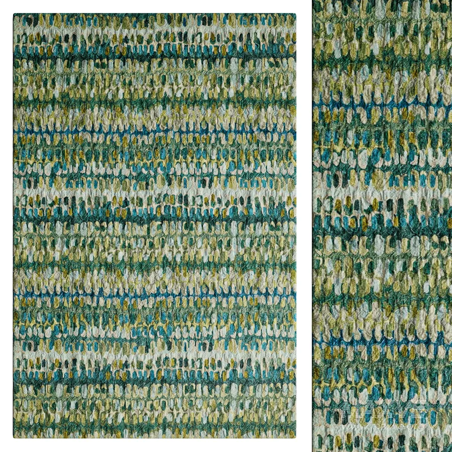 Paint Chip Moss Hand Micro Hooked Wool Rug - Image 1