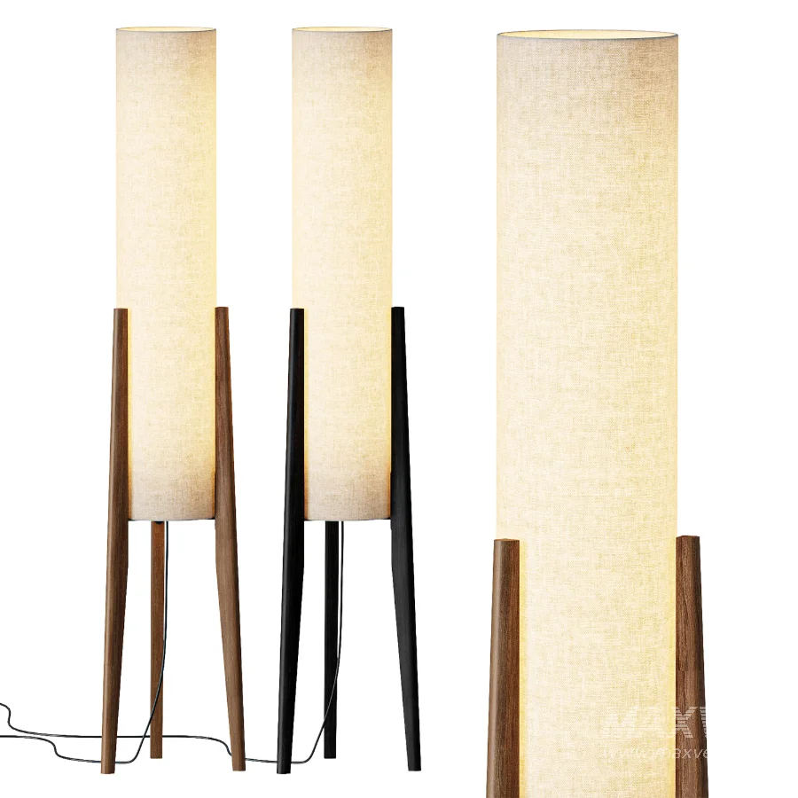 Japanese Wooden LED Floor Lamp - Image 1
