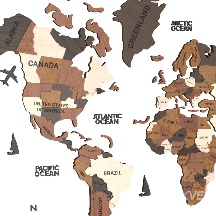 Wooden World Map Wall Decor - Image 3