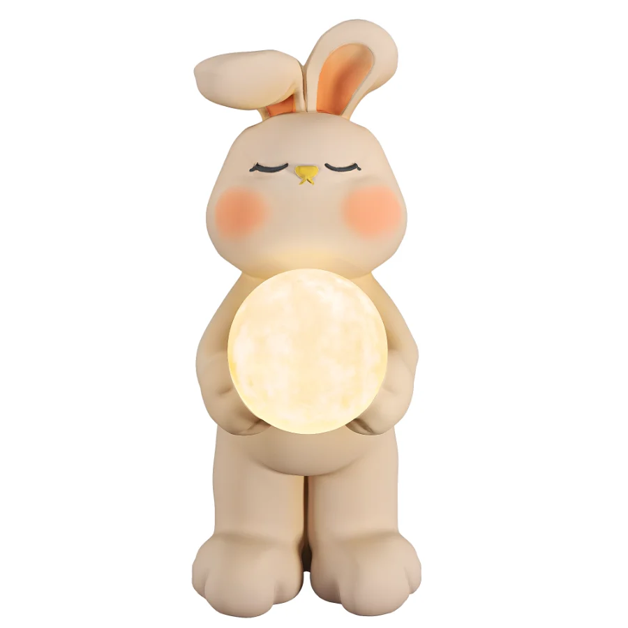 Stylized Rabbit Figurine Moon Lamp - Image 1