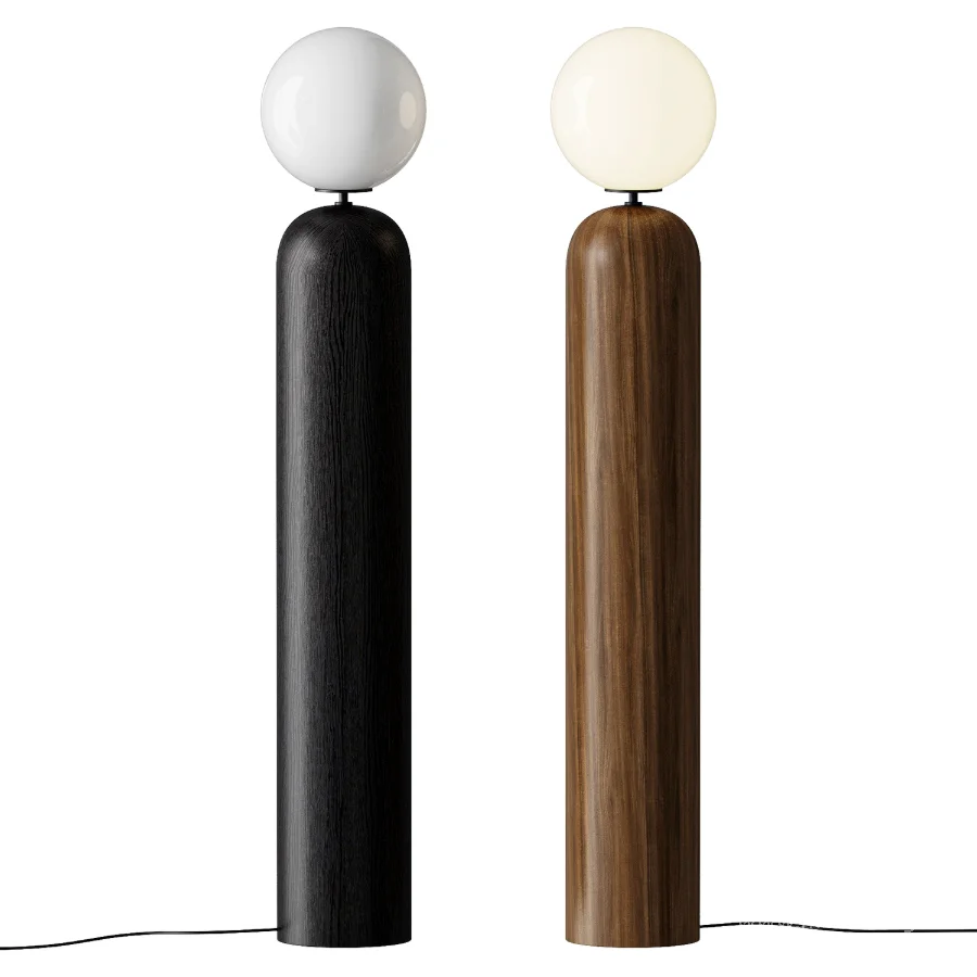CB2 Ori Globe Floor Lamp with Black Wood Base - Image 1