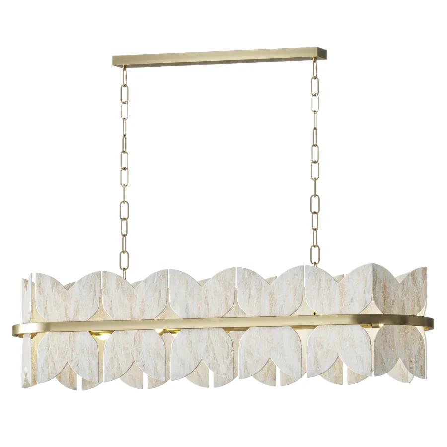 Alabaster Petal Tier Chandelier Rectangle - Image 2