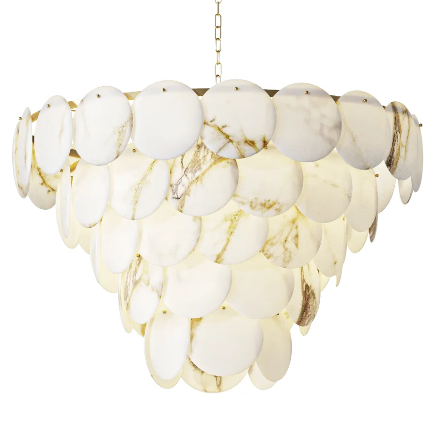 Linkori Natural Alabaster Chandelier 5 Tier Pendant Light - Image 2
