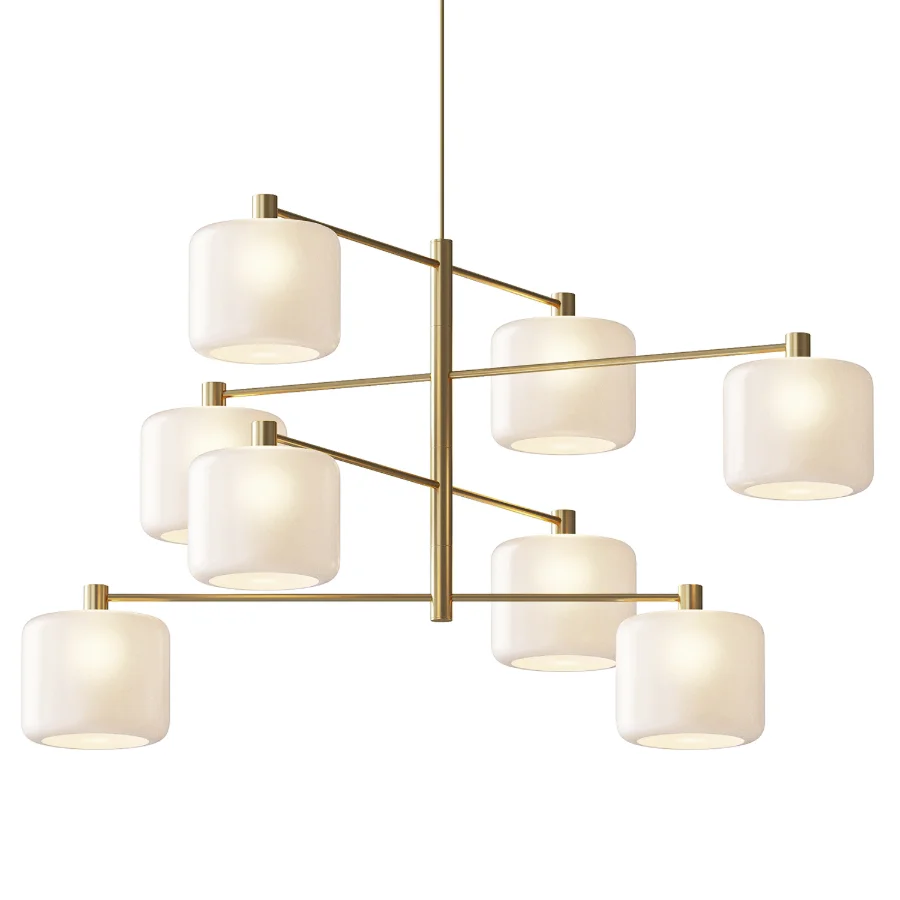 Crate & Barrel Colombe Burnished Brass and Glass Chandelier - Image 1