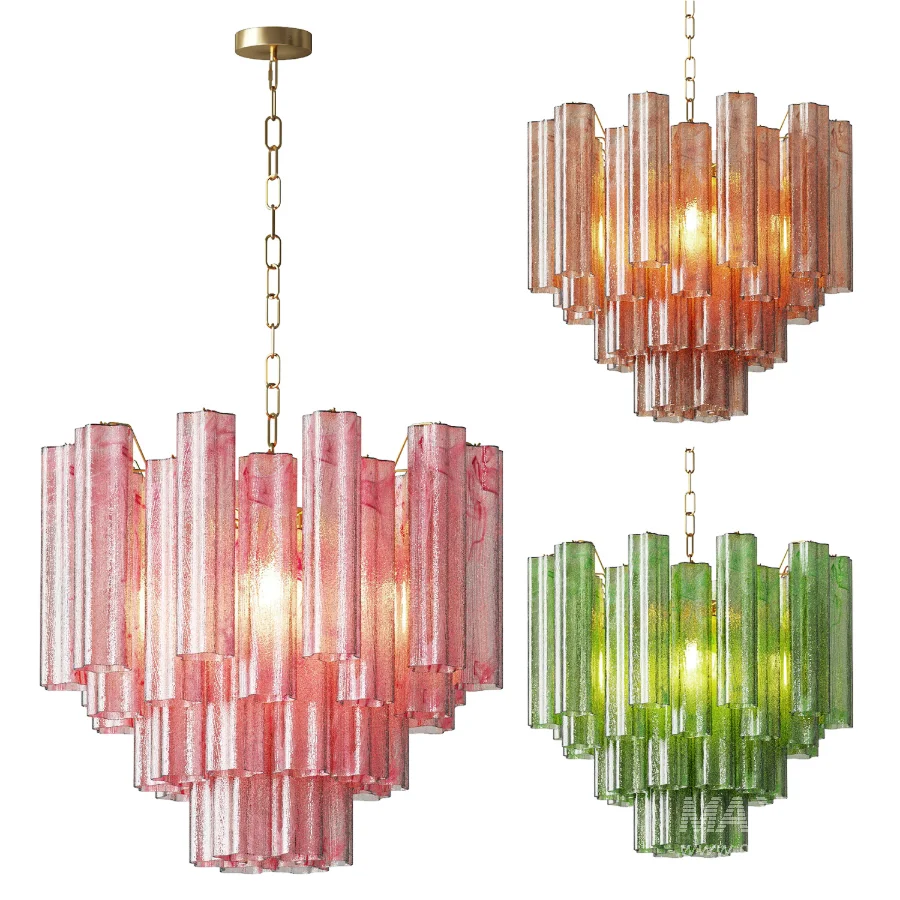 Fantastic Glass Tube Chandelier 36 Albaster Pink Glasses - Image 1
