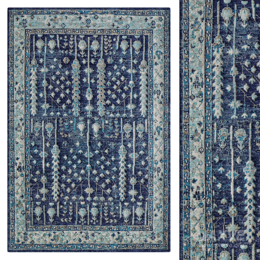 Maarja Wool Oriental Area Rug in Blue - Image 1