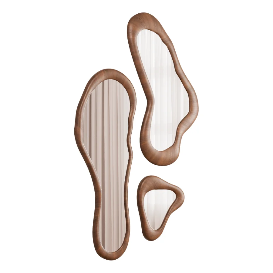 Irregular Organic Wooden Wall Mirror Set - Image 1