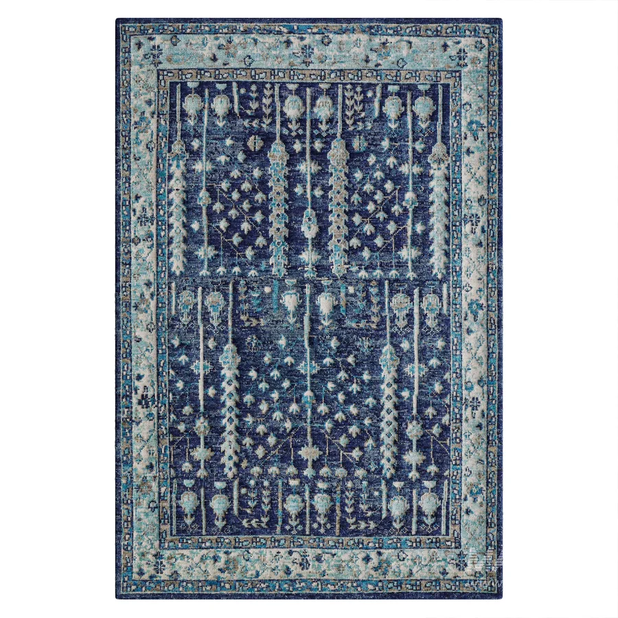 Maarja Wool Oriental Area Rug in Blue - Image 2