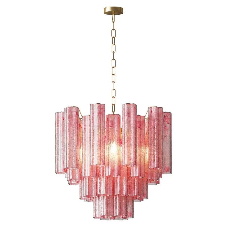Fantastic Glass Tube Chandelier 36 Albaster Pink Glasses - Image 2