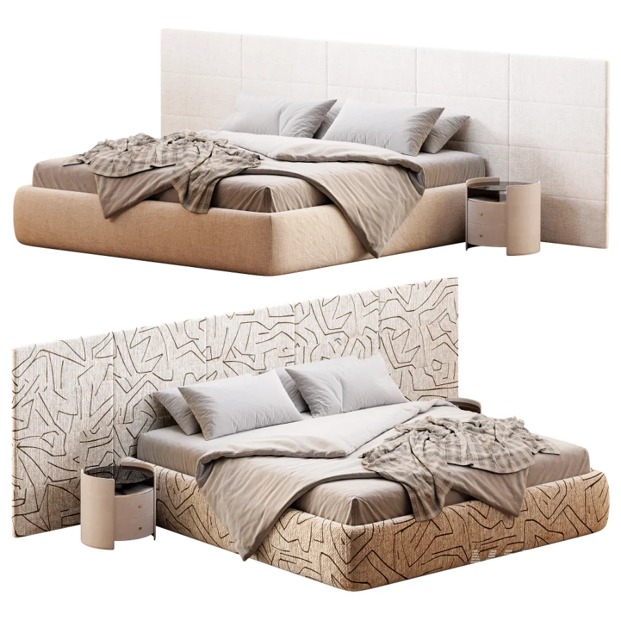 Rectangle bed with wide headboard - Image 1