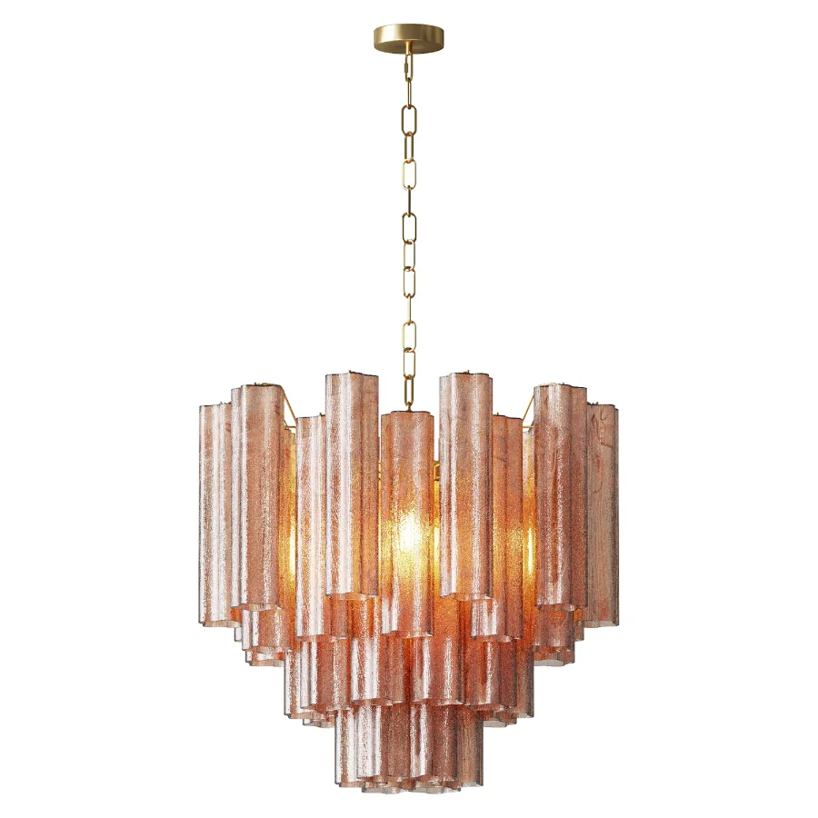 Fantastic Glass Tube Chandelier 36 Albaster Pink Glasses - Image 4