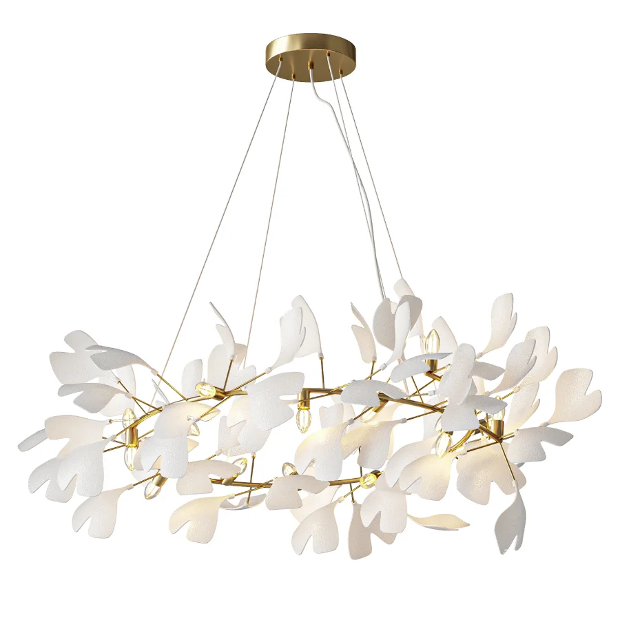 Natha Ceramic Ginkgo Round Chandelier - Image 1