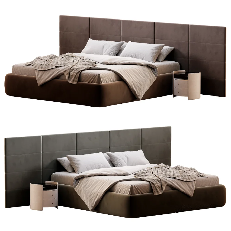 Rectangle bed with wide headboard - Image 2