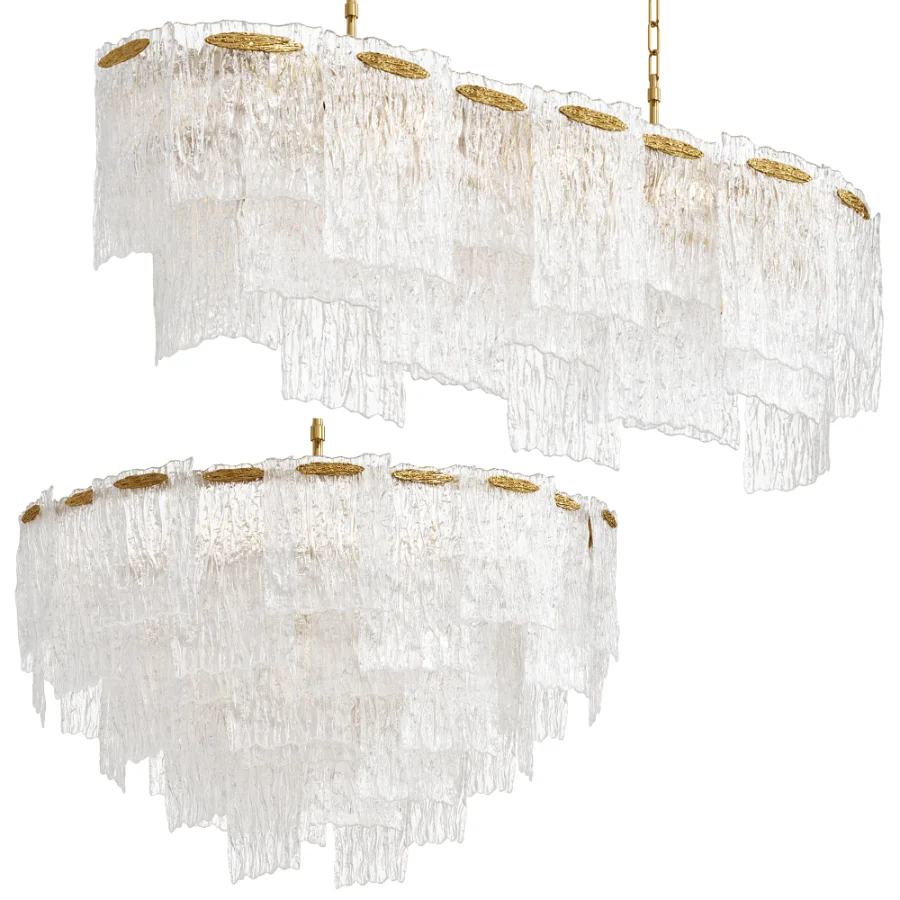 Round Ribbed Glass Chandelier By Garda Decor - Image 1