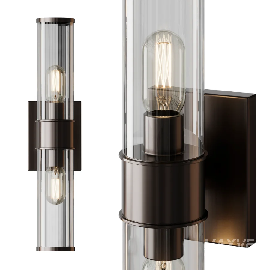 Simple Glass Cylinder Sconce And Daphne Vanity Light - Image 7