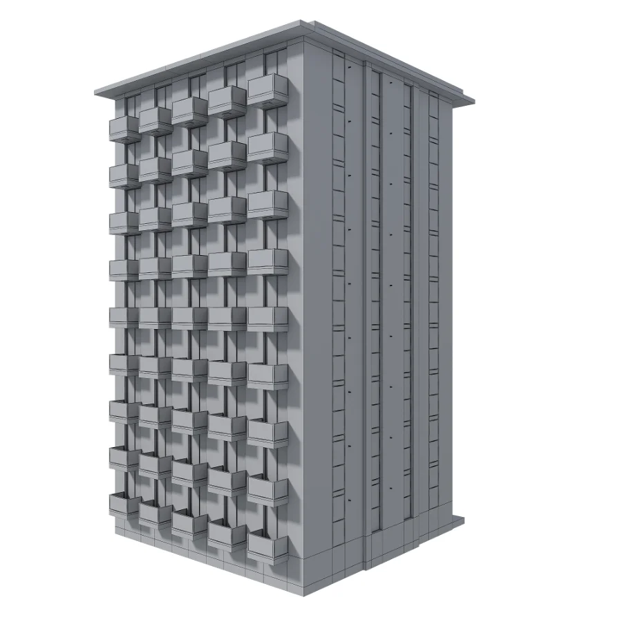 Modern Residential Building Model - Image 1