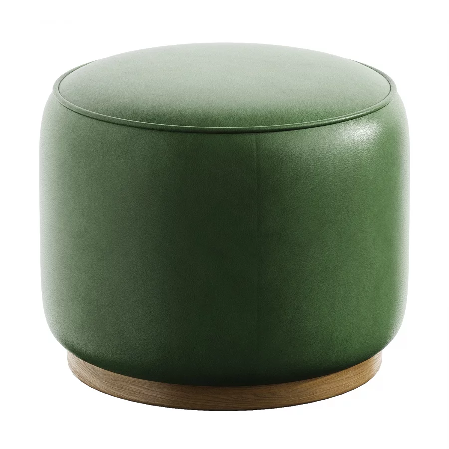 sinclair round leather ottoman - Image 2